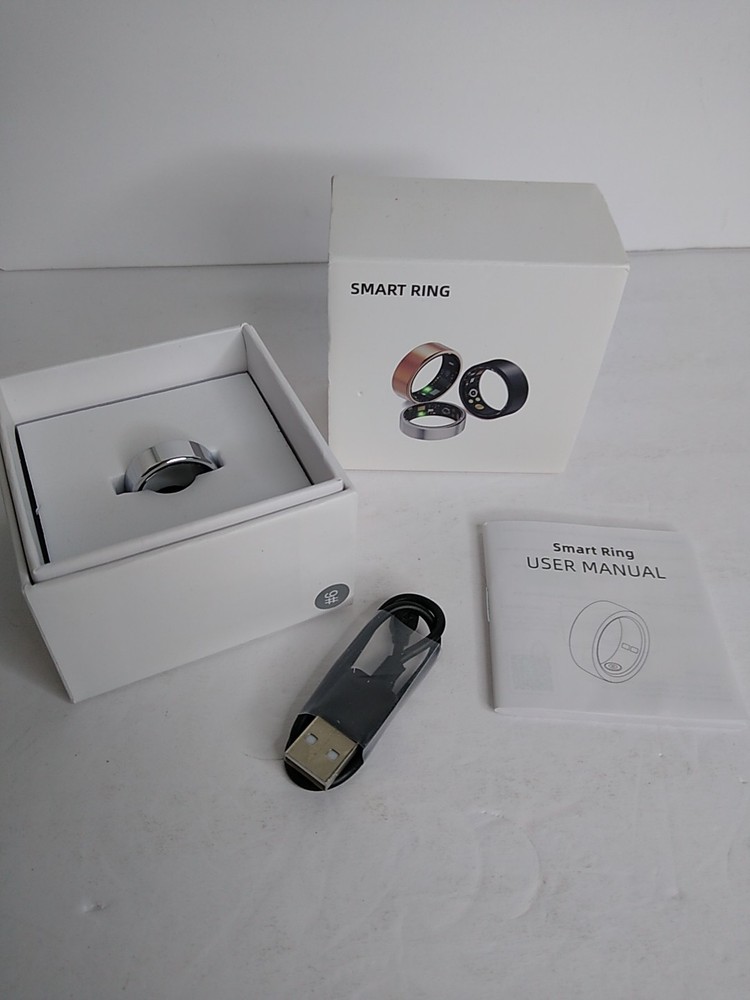 Smart Ring Health Tracker Silver Size 9 OPEN BOX With Charging Cable