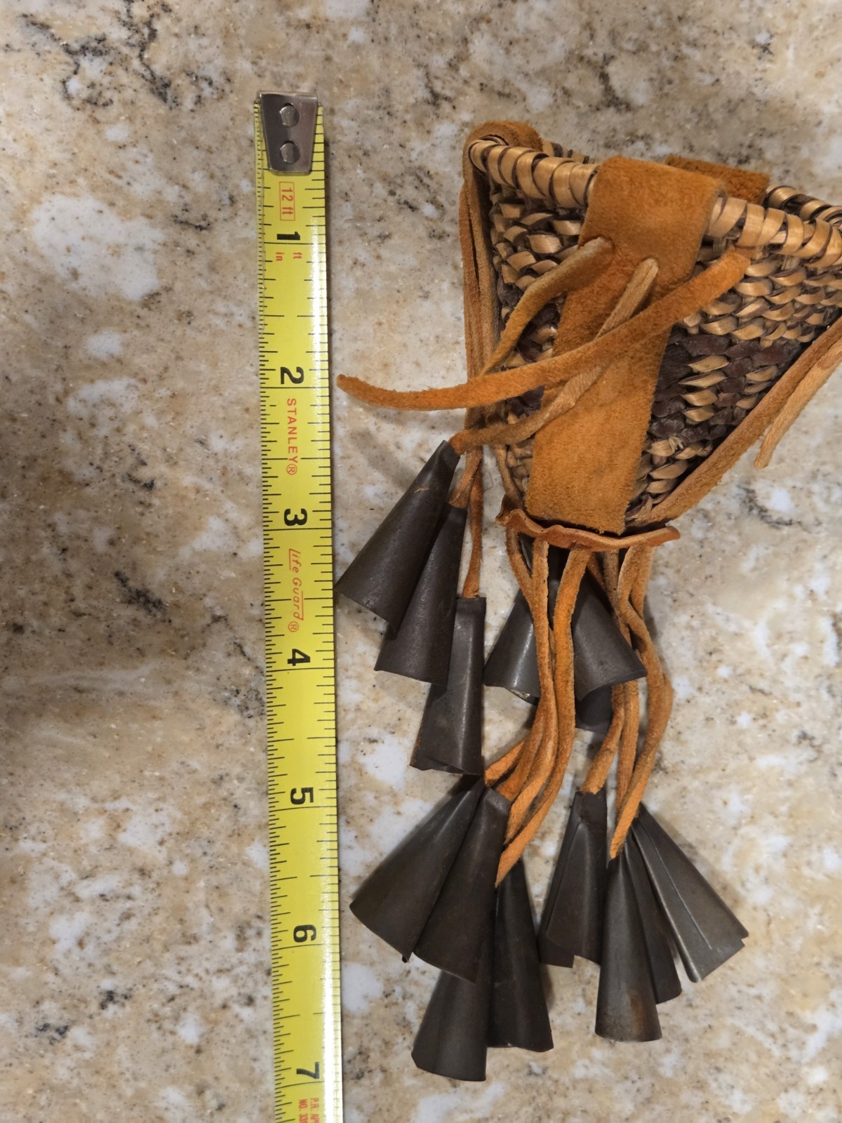 Vintage Miniature Native American Apache Burden Basket with Tipped Tassels