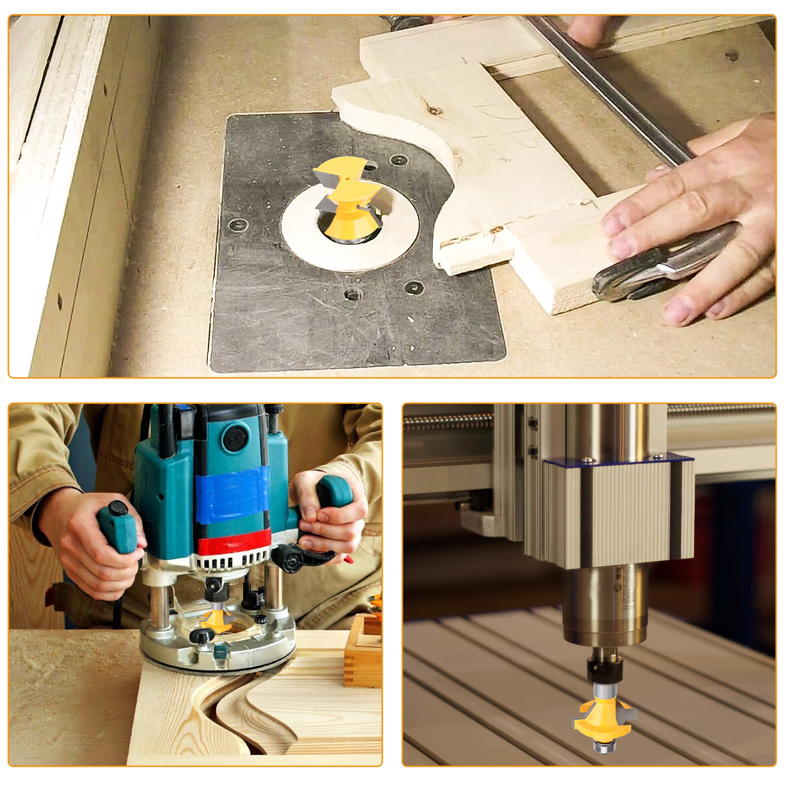 1/2" Shank 120° Tenon Joint Router Bits Set Tongue & Groove Woodworking Cutter