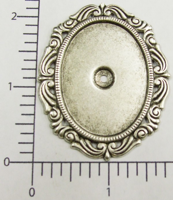 21664 - 40X30mm Oval Setting Finding Stamping Silver Ox