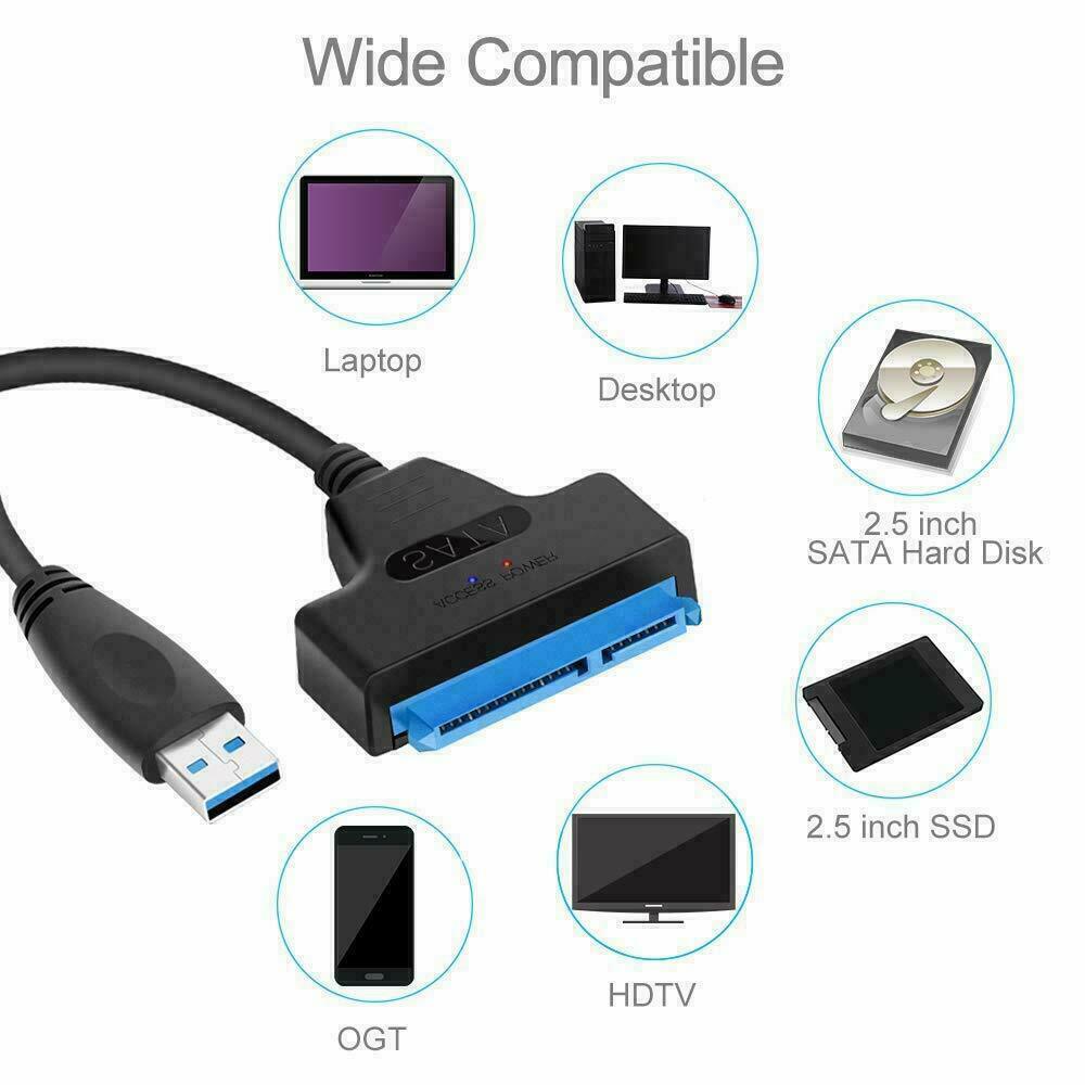 USB 3.0 to 2.5 SATA 3 Hard Drive 22 Pin Adapter Cable UASP Converter For SSD HDD