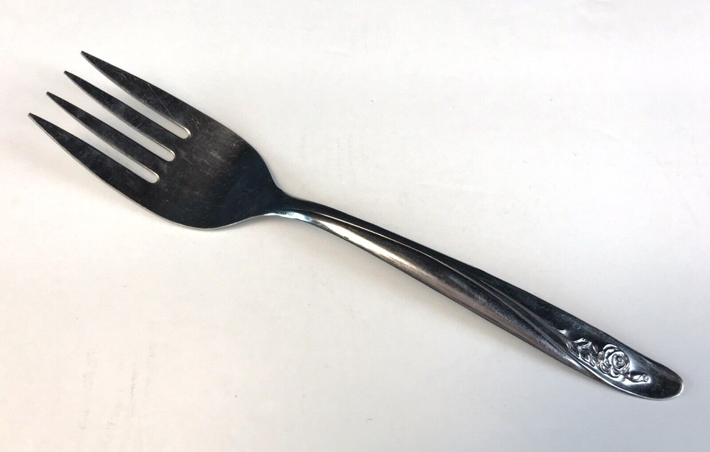 Oneida Roseanne Serving Ladle Spoon / Cold Meat Fork Stainless Flatware 2 Pieces