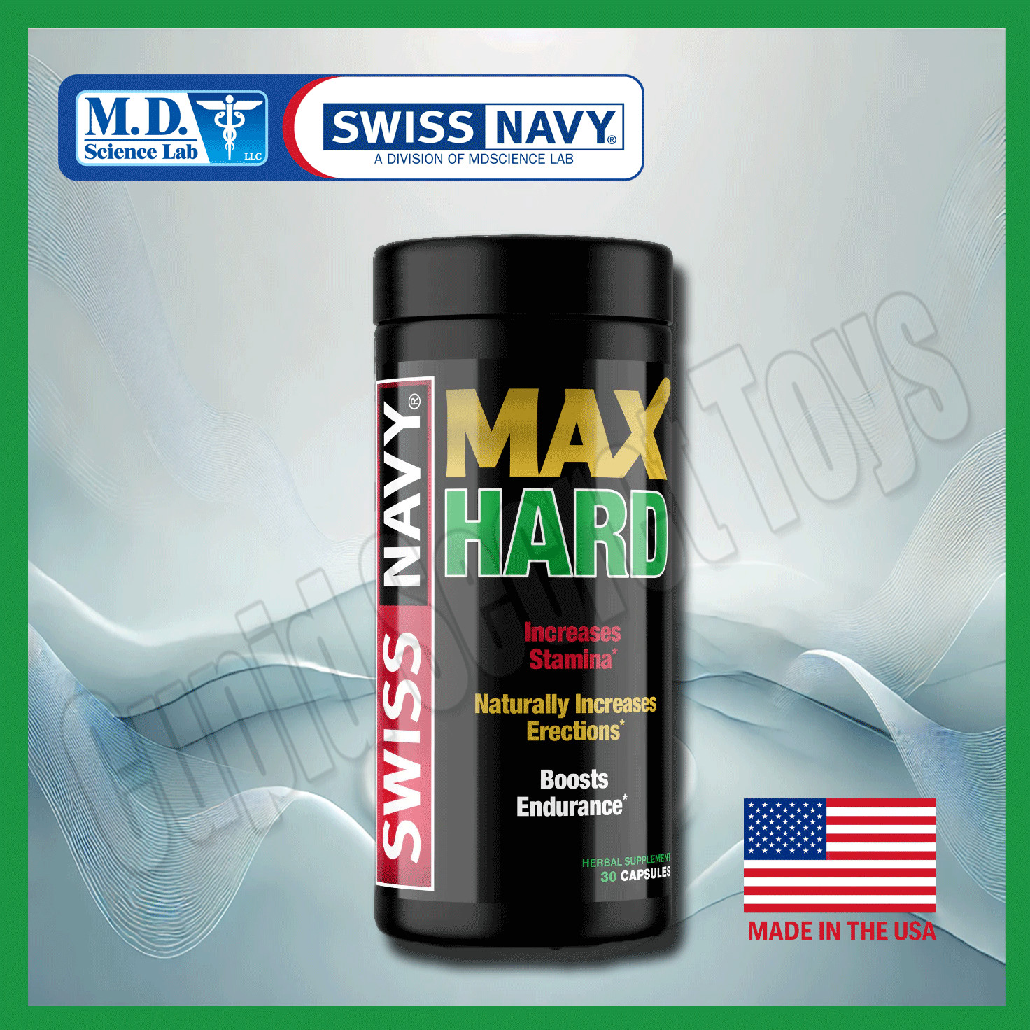 Swiss Navy Max Hard 30 Caps Male Performance Supplement for Stamina + Blood Flow
