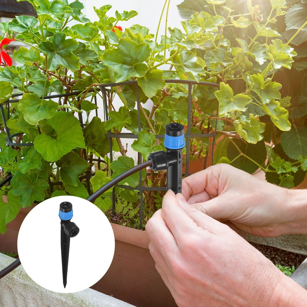 50-Pack Drip Irrigation Emitters, Adjustable 360 Degree Drippers, Blue