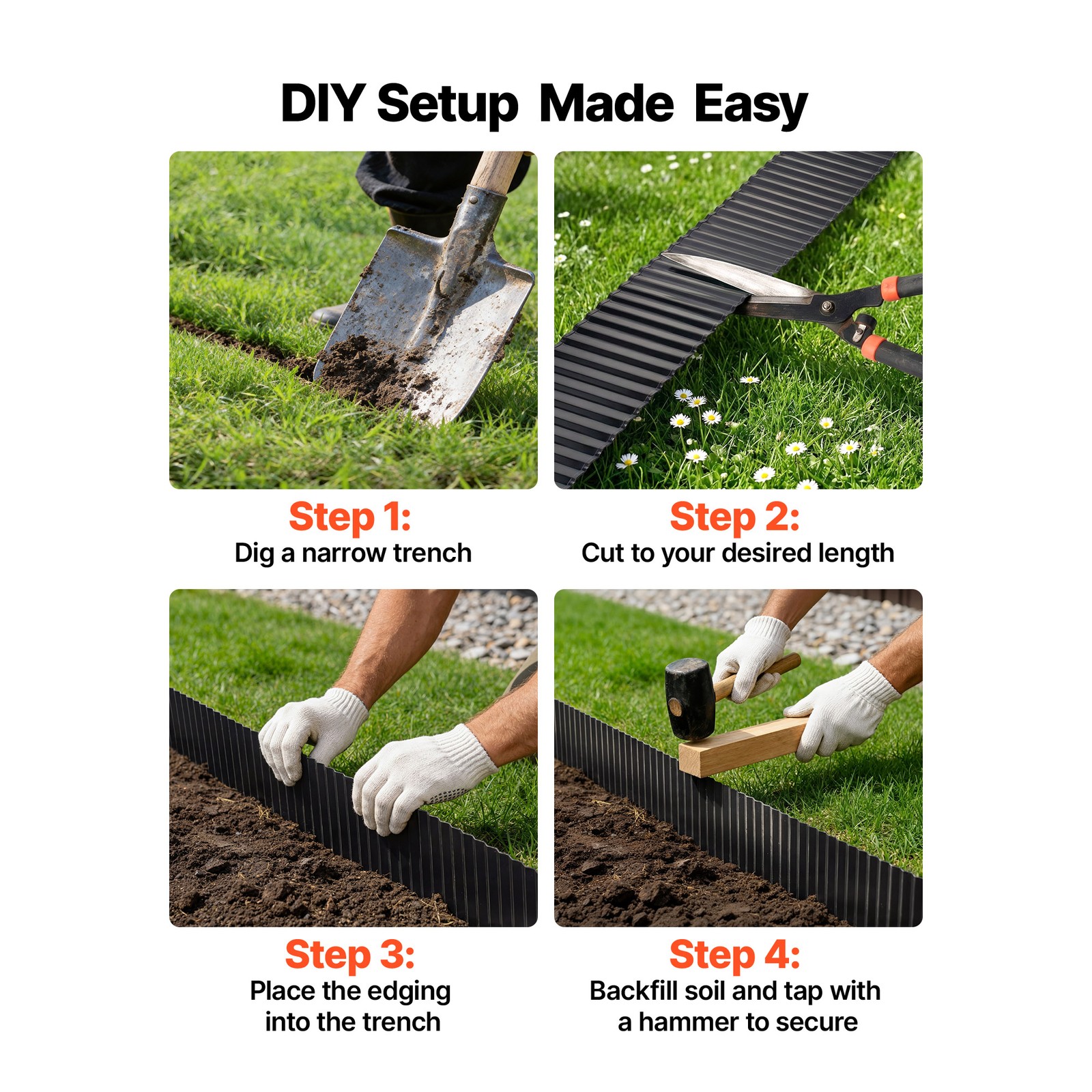 Uimoso Galvanized Steel Garden Edging 40 ft x 6 in Metal Landscape Border