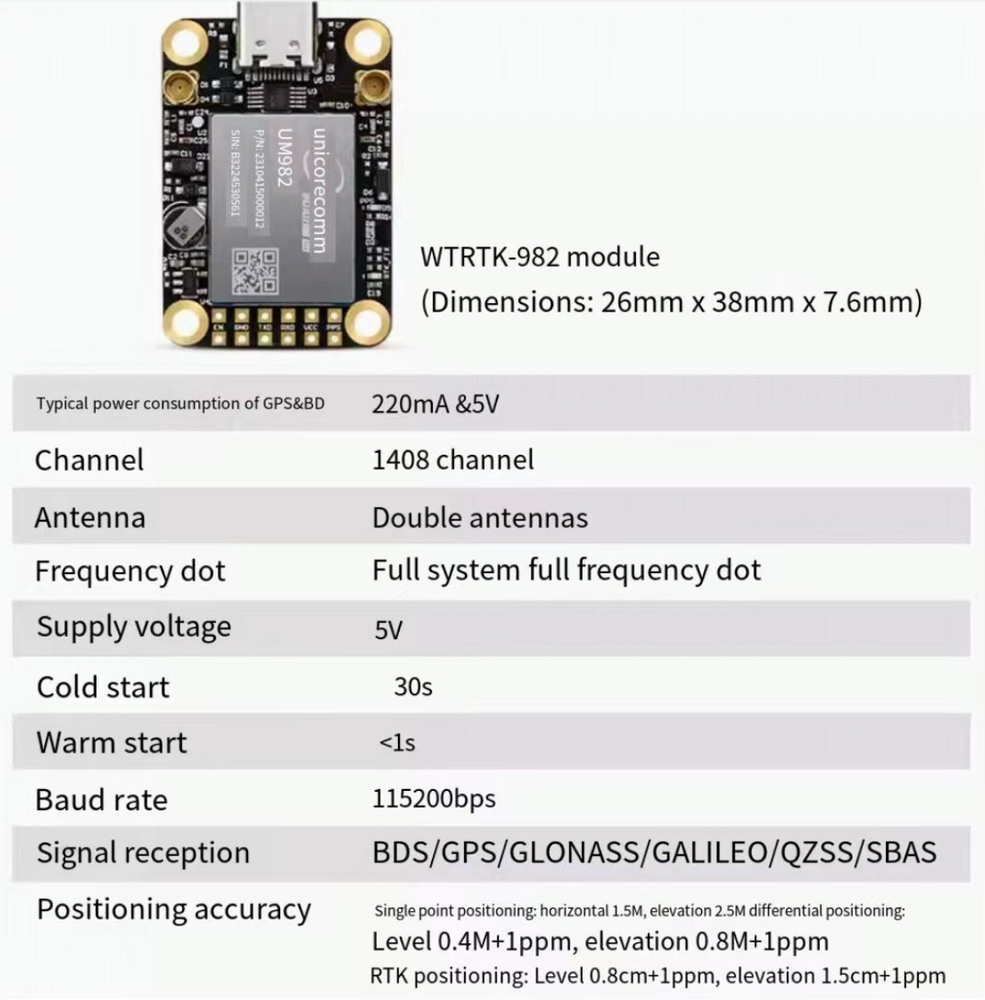 UM982 RTK Module GNSS GPS Module for Drones Automobiles Surveying Mapping