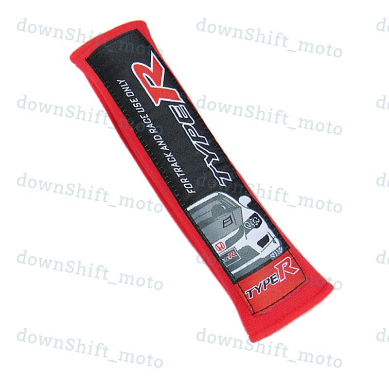 X2 Red JDM TYPE R Style Embroidery Seat Belt Cover Shoulder Pads Cushions New
