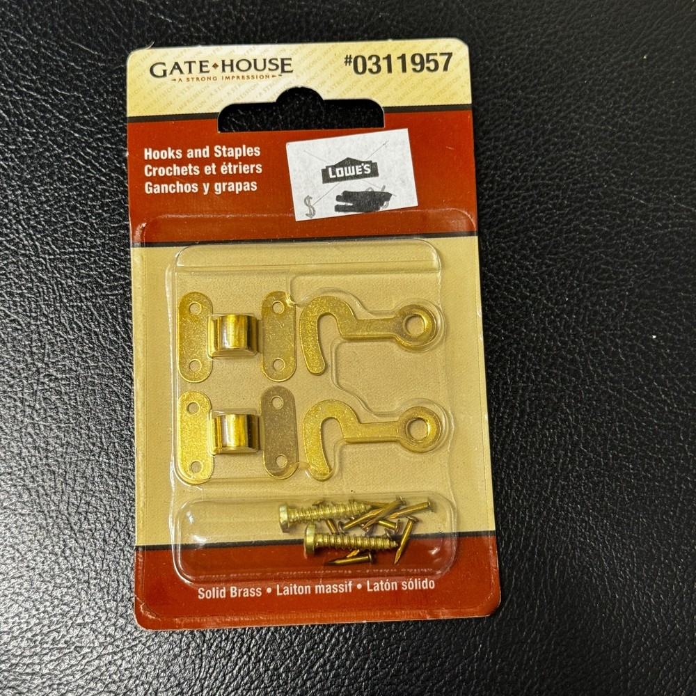 Gate House Solid Brass Hook and Staple 2 in each pack 0311957