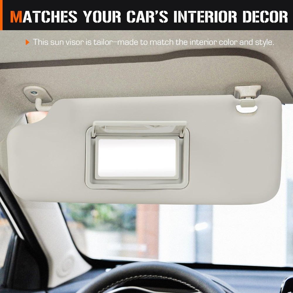 Sun Visor for 2012-2019 Chevy Sonic, 2013-2016 Spark, Left Driver Left, Grey
