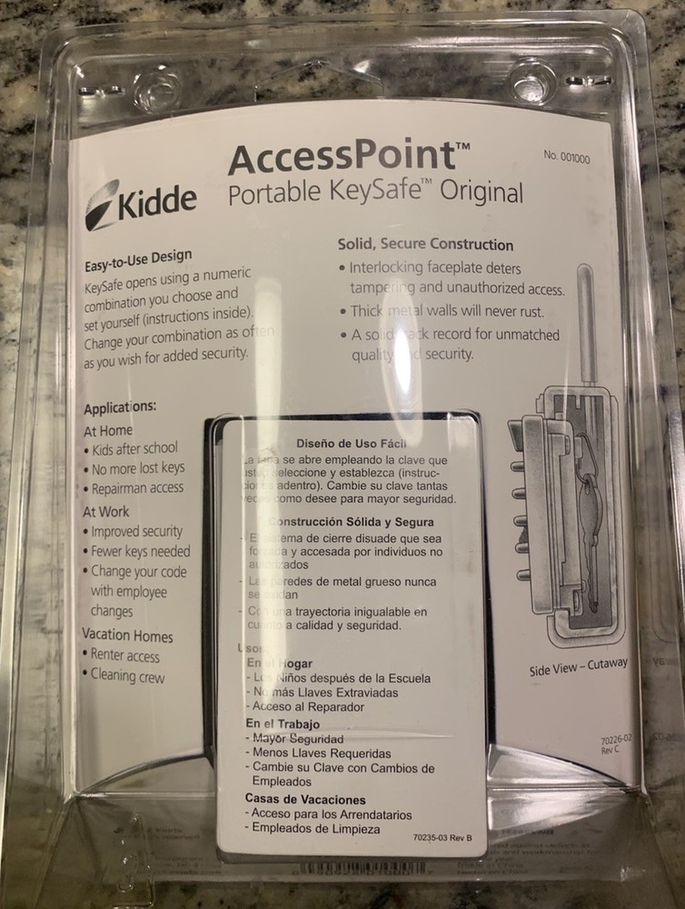 Kidde KeySafe Access Point Portable Push Button Holds 3 Keys New