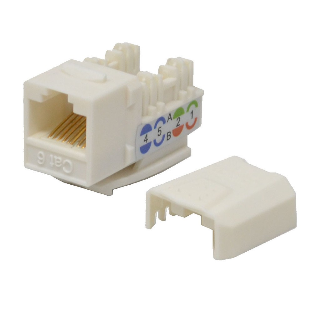 25 pack lot Keystone Jack Cat6 White Network Ethernet 110 Punchdown 8P8C