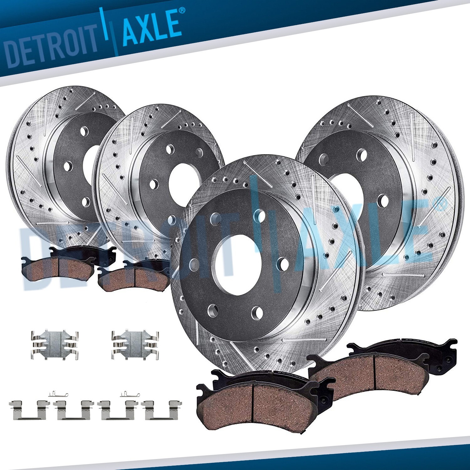 8pc 12.20" Front 12.76" Rear Drilled Rotors Brake Pads for Chevy Colorado Canyon