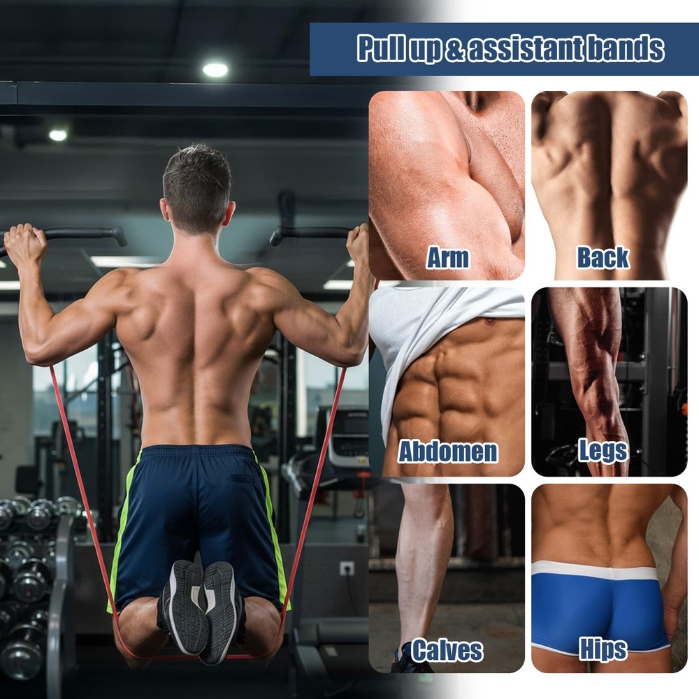 8pcs Pull Up Assistance Bands Set 5pcs Resistance Bands & 2pcs Thin Pull Up B...