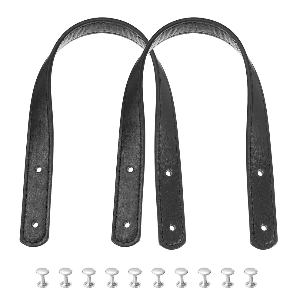 2pcs 14 Leather Purses Straps Handbag Belt Band Bag Handle Black