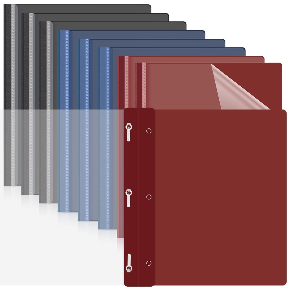 Teling 48 Pcs Clear Front Report Covers with Prongs Plastic Presentation Folders