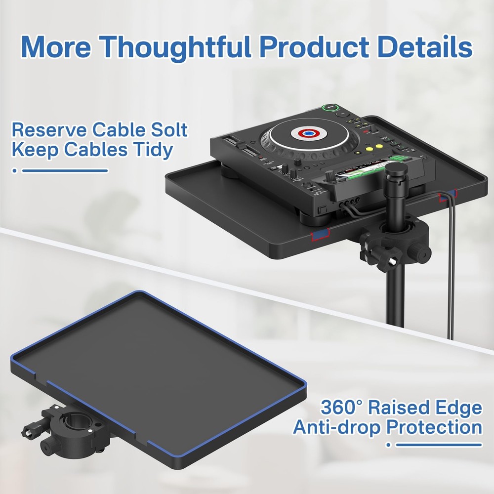 Chunxiao Functional Microphone Stand Tray with Plastic Small Tray, Black