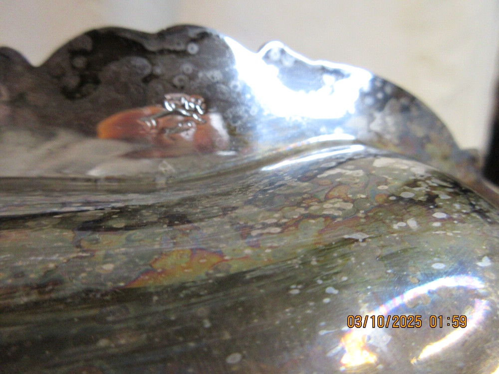 ANTIQUE~REPOUSSE~SILVER LIDDED WITH HANDLE SERVING DISH~~5.9 POUNDS