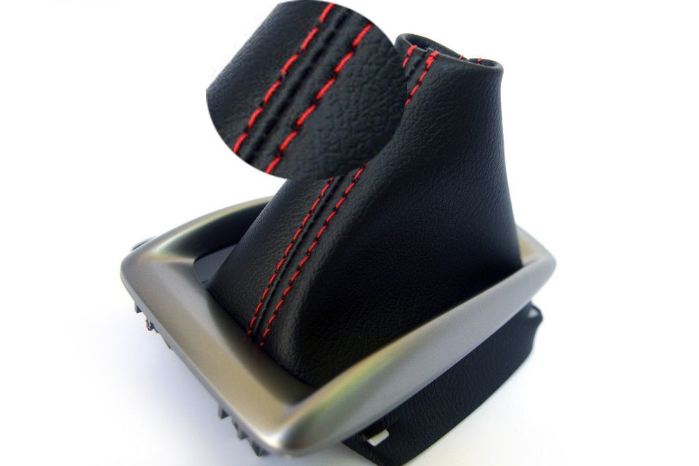 Automatic Shift Boot Replacement Cover PVC Leather for Mazda 3 14-16 Red Stitch