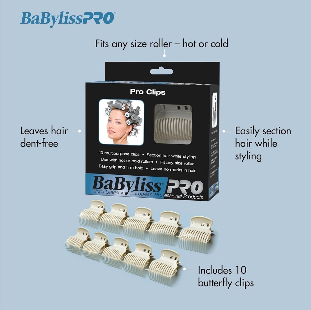 BaBylissPRO Roller Clips, 10 Count