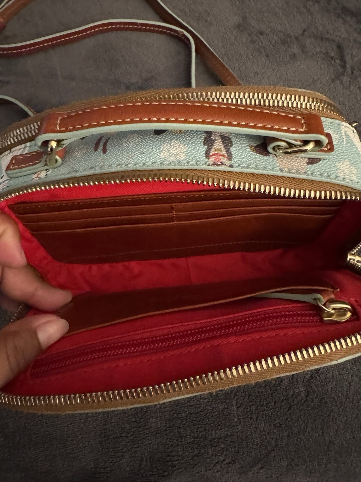 Dooney & Bourke Disney Dogs Blue 2017 Ambler Crossbody Shoulder Purse EUC