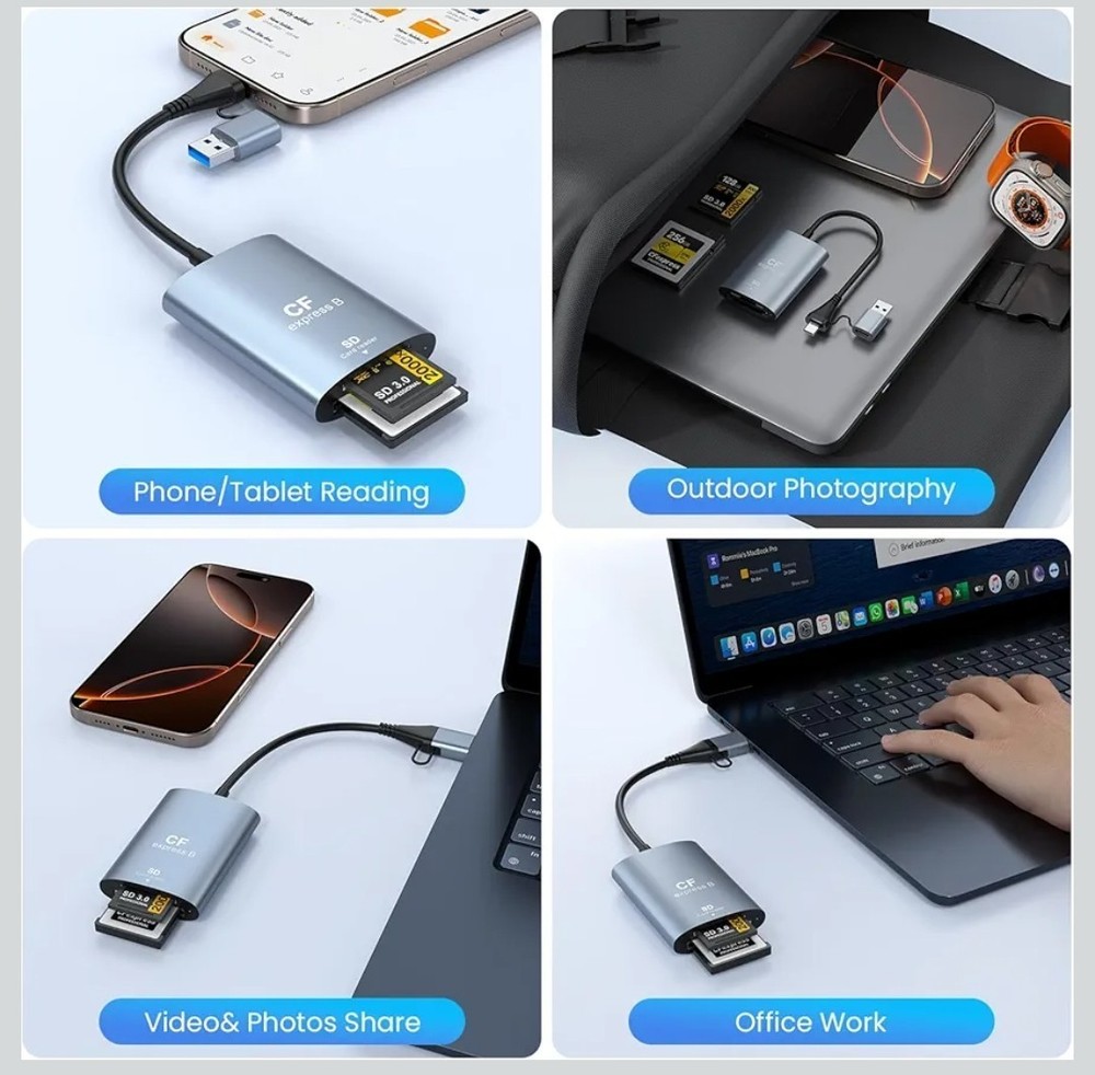 CFexpress Type B and SD Two-Slot Card Reader USB 3.1 Gen 2 10Gbps Type B Reader