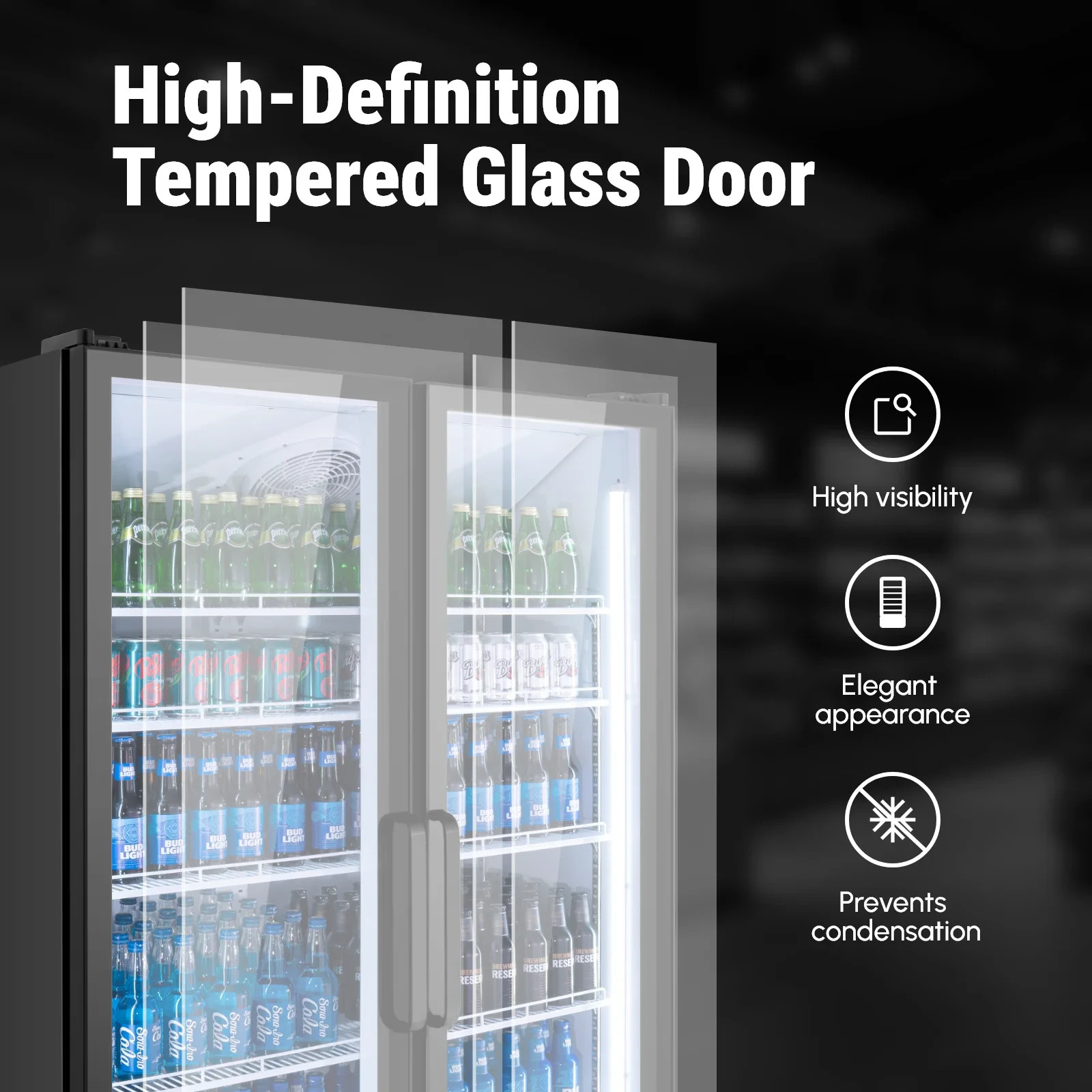 Yeego 27.12 Cu.Ft Commercial Refrigerator,800 Cans Merchandiser Refrigerator