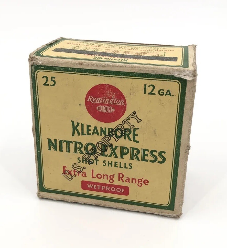 Remington Kleanbore Nitro Express Long Range Shot Shells Wetproof WWII EMPTY BOX