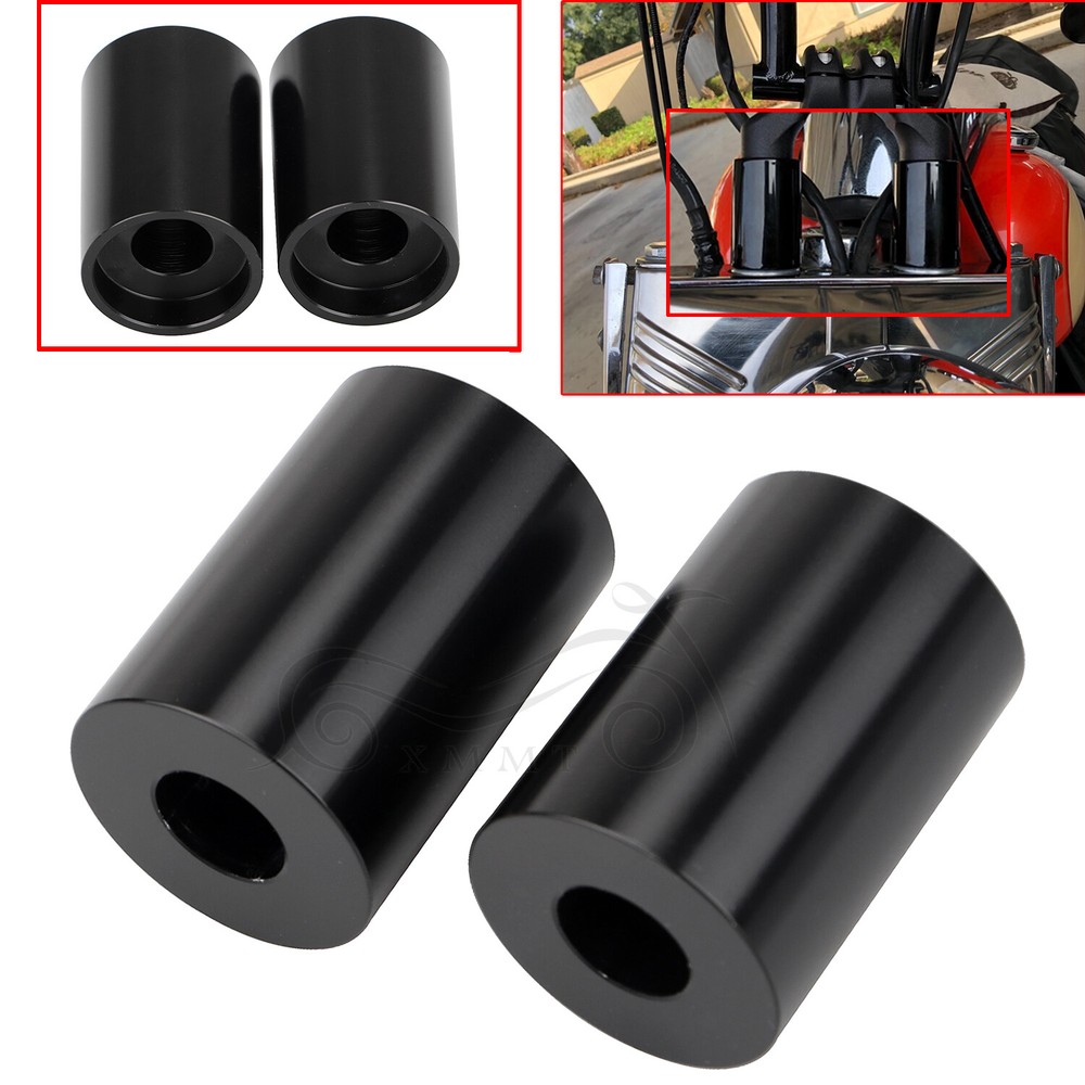 Black CNC 1.75" Riser Extensions Kit For Harley 1" Handlebars Softail FXST Dyna