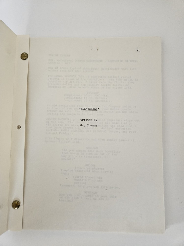 Sleazeball Rare Unproduced Joel Silver Film Script