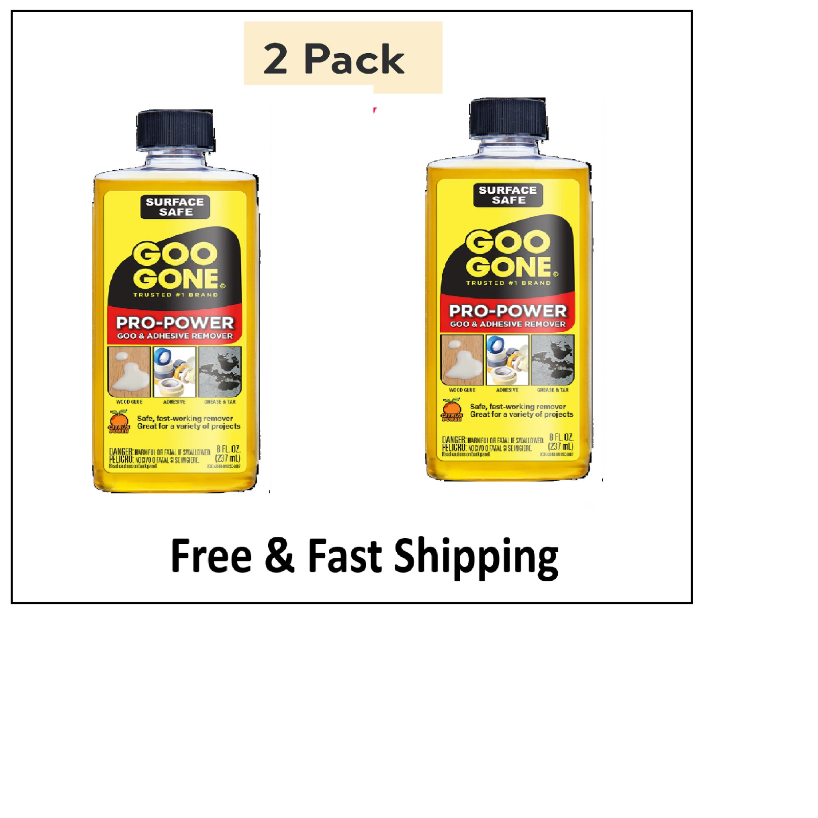 Goo Gone Pro-Power Goo & Adhesive Remover, 8 oz ( 2 Pack)