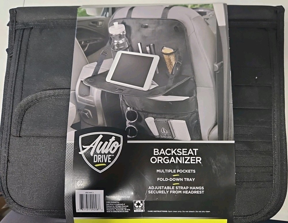 Auto Drive Multi-Pocket Backseat Organizer with Table (Black)
