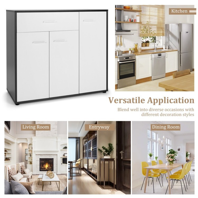 Kitchen Sideboard Storage Buffet cupboard Cabinet w/3-Position Adjustable Shelf