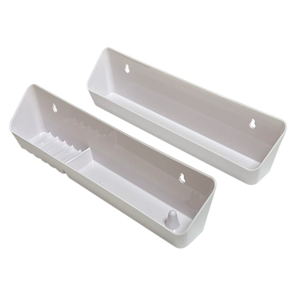 11" Kitchen Sink Front Tipout Accessory Trays With Mounting Screws White 2 Pack