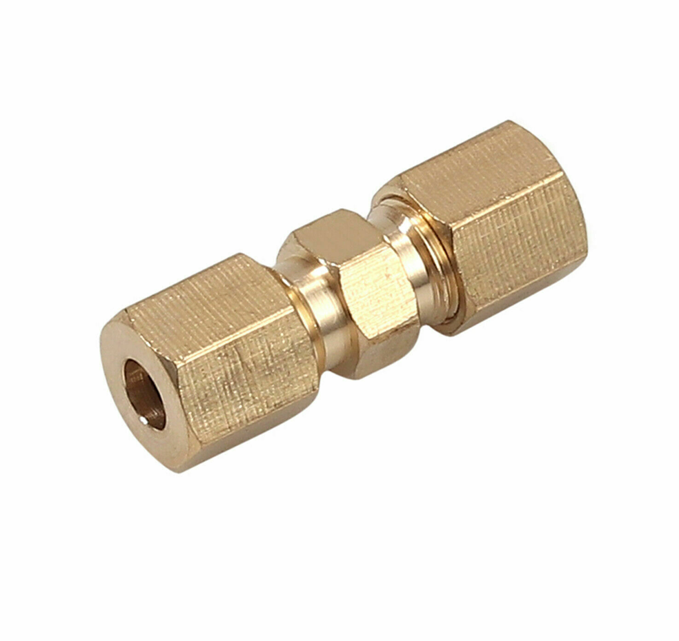 5x Brass Compression Fittings Union Connector For 3/16"OD Hydraulic Brake Lines