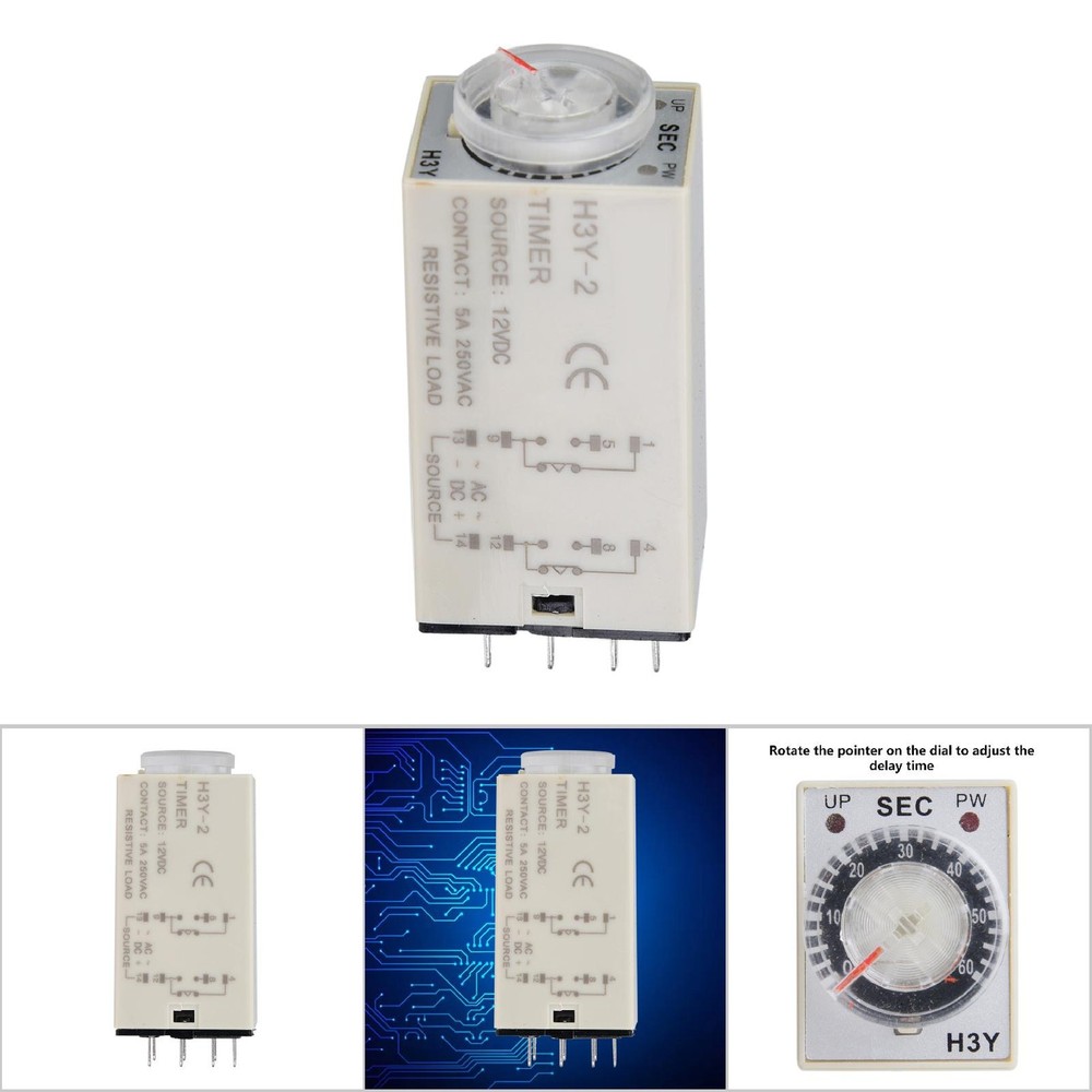 1 H3Y-2 Time Relay Adjustable Power On Delay Timer For Automation Control Use