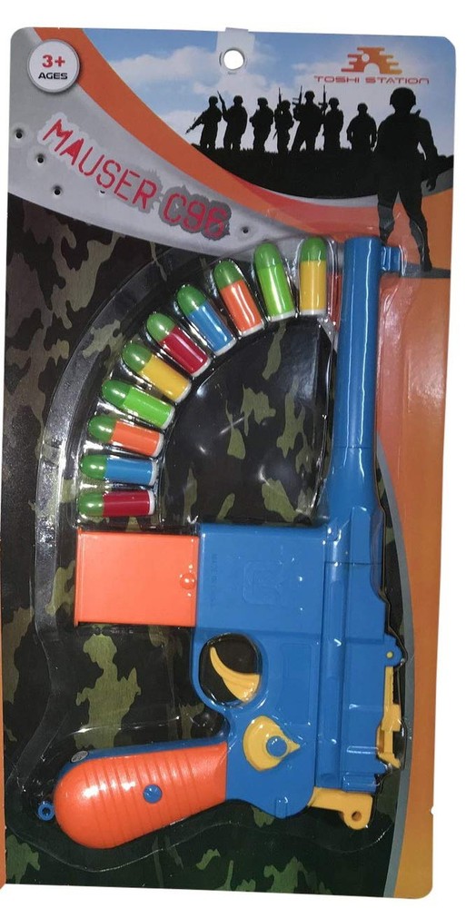 Mauser C96 Toy Gun with Soft Bullets, 7 Round Ejectable Magazine, Removable B...