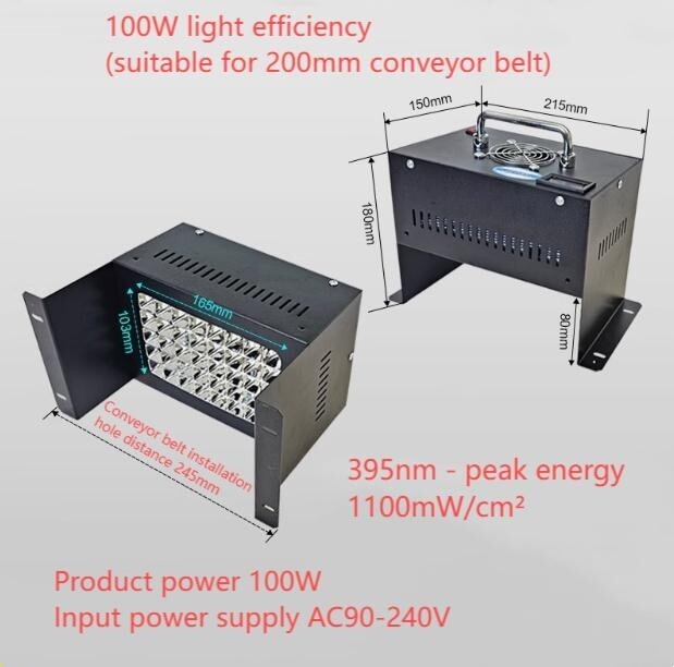 Conveyor Belt Dedicated UV Curing Lamp Light Belt Timing Function PLC Control