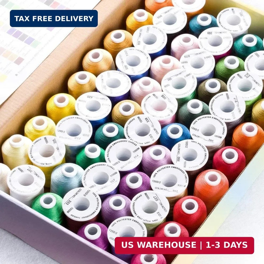 Simthread 63 Colors Polyester Compatible with Brother Embroidery Machine Thread