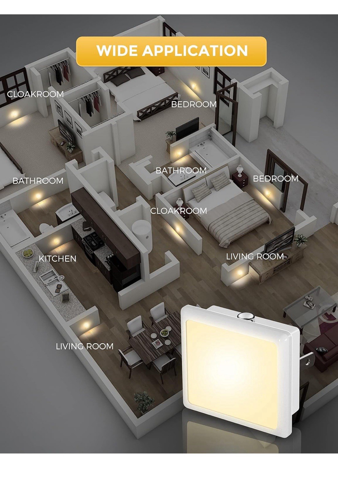 L LOHAS LED Night Lights Plug into Wall 2-Pack, 0.3W in 2 PACK, 3000K