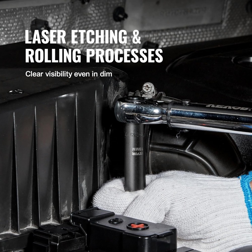 65pc 1/2" Impact Socket Set: Cr-V Alloy, High Torque, Easy Read Sizes, Rugged...