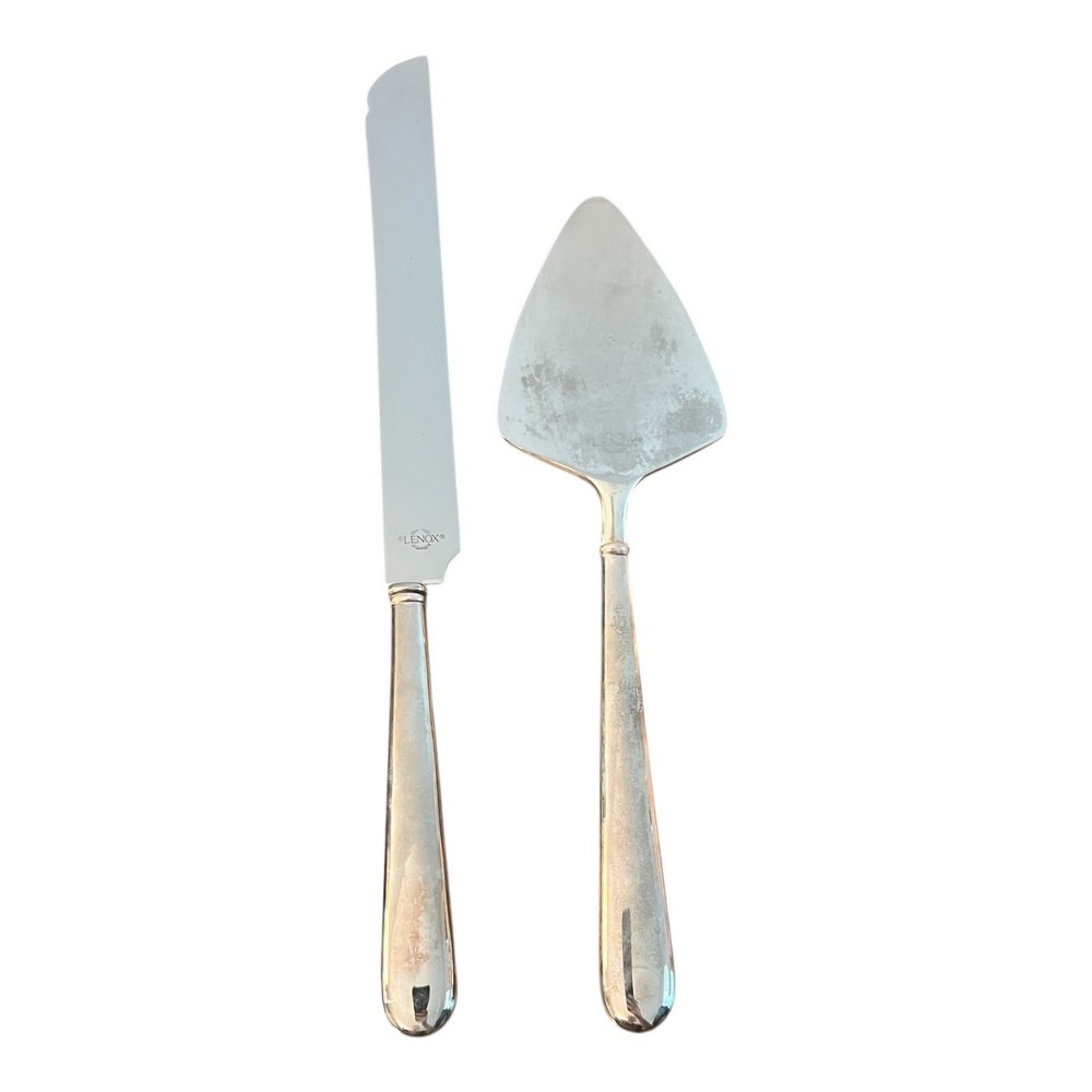 Lenox Forevermore 2 Piece Cake & Dessert Server Set Silver Plate With Gift Box