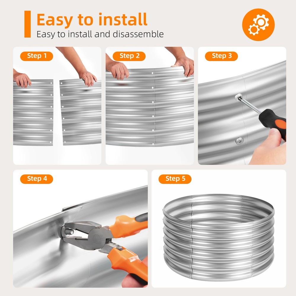 36 inch Fire Pit Ring, Galvanized Fire Ring 1.5ft high, Wood Burning Fire Pit...