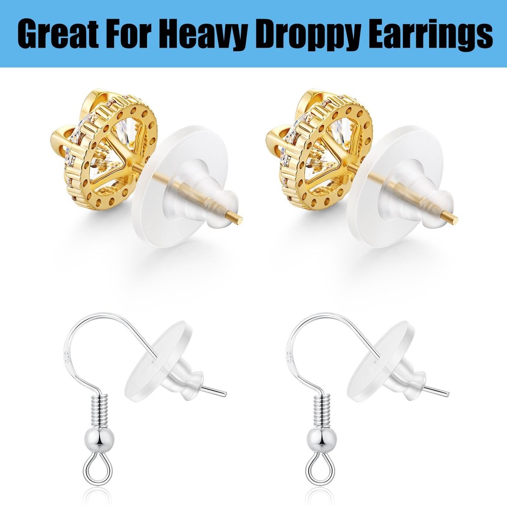 Earring Backs Rubber,100pcs Soft Clear 10MM, Silicone 100