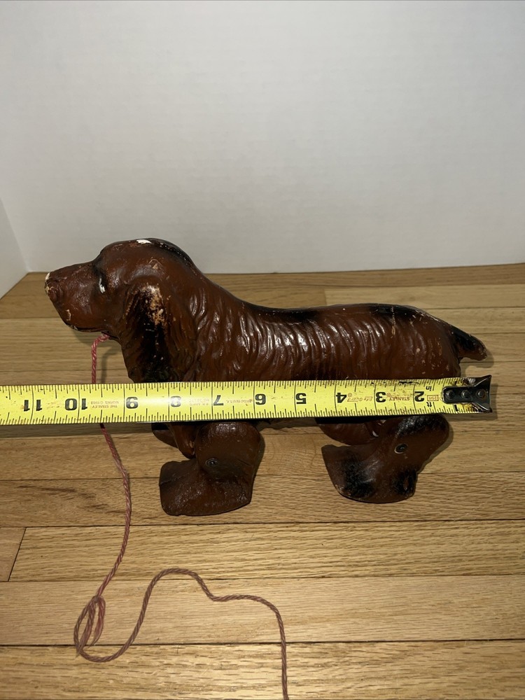 Antique Pull Toy Dog Child’s Pull Behind Early 20th C Composite Spaniel Decor