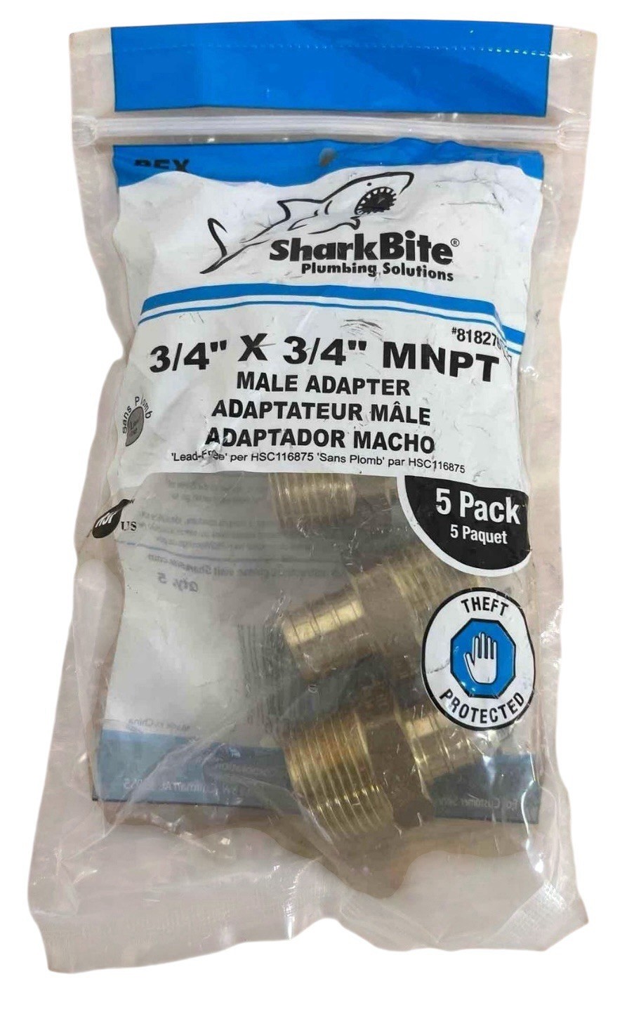 5 Pack~ SharkBite PEX  3/4" x 3/4" MNPT Male Adapter UC134LFZ5