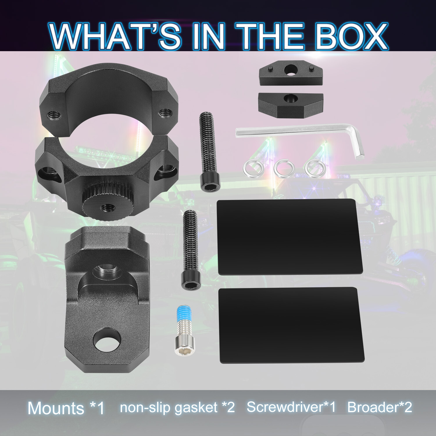 2x For Polaris RZR LED Whip Lights Mounting Brackets 1.5-2.5" Roll Bar Mount UTV