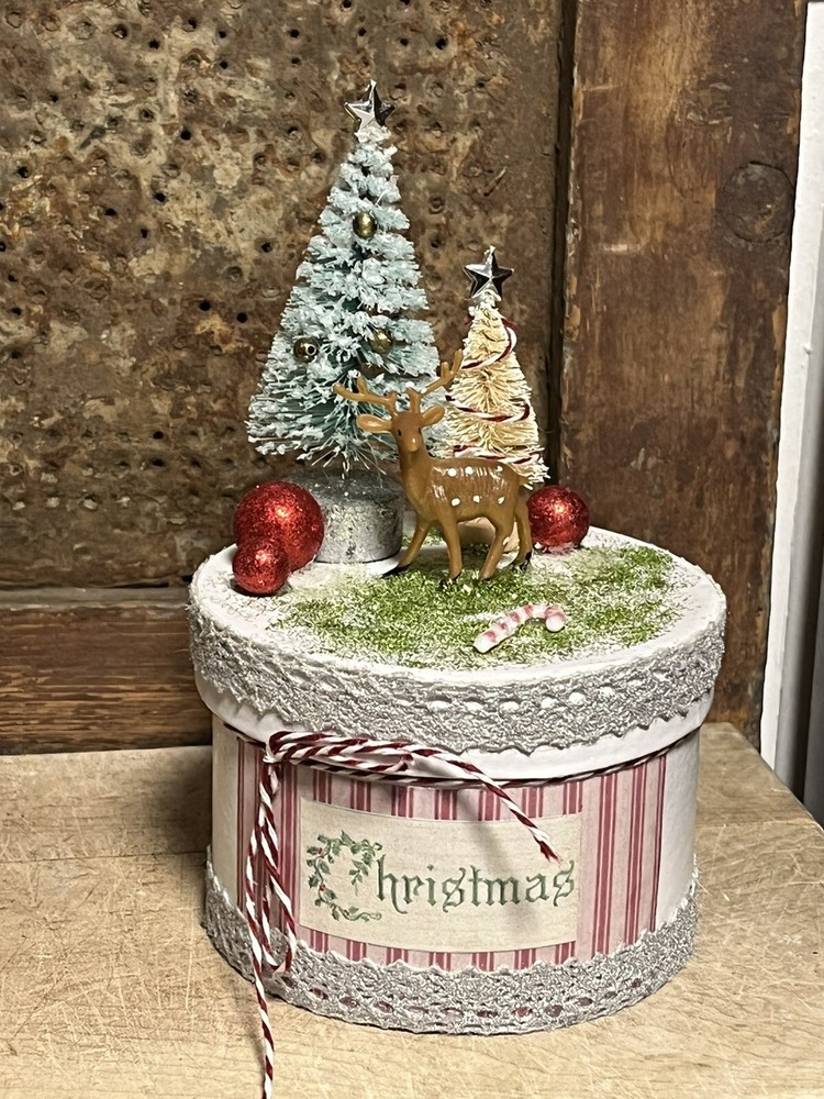 Easter Bottle Brush Tree Nestled inside a vintage Floral China Easter Egg