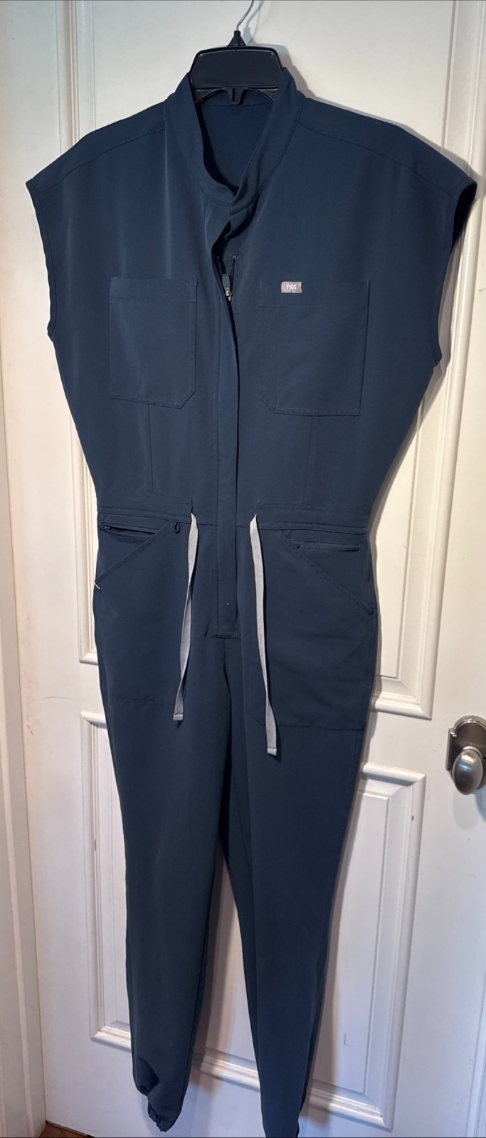 FIGS Women Blue/Gray Rafaela Cargo Jogger Jumpsuit Scrubs Sleeveless Size S