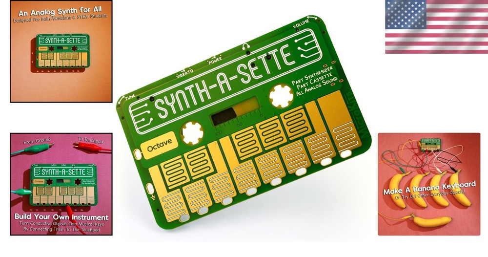 Synth-a-Sette: Compact Cassette-Sized Pocket Synthesizer with Alligator Clips