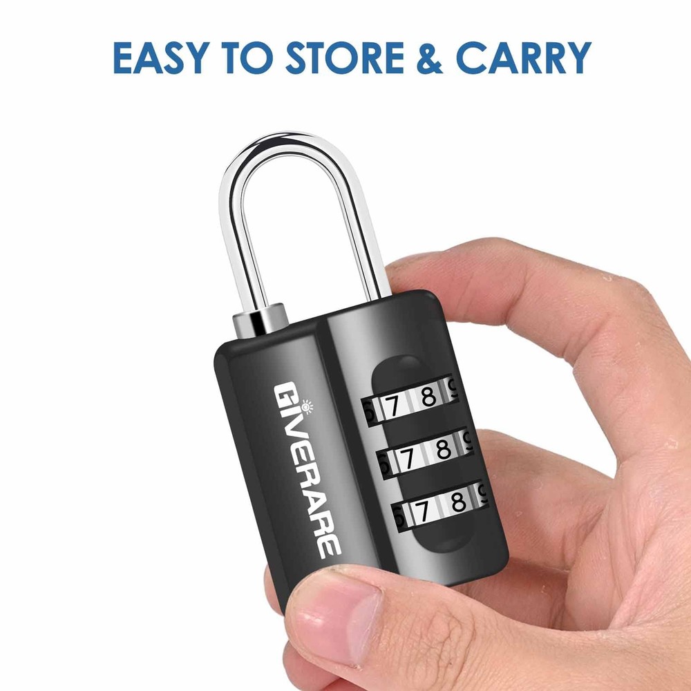 4 Pack Combination Lock, 3-Digit Padlock Keyless, Small, Black